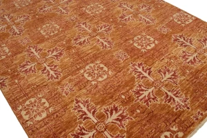 Rust Orange Transitional Floral 6X9 Oriental Rug
