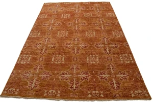 Rust Orange Transitional Floral 6X9 Oriental Rug