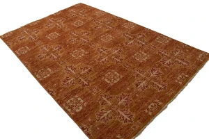 Rust Orange Transitional Floral 6X9 Oriental Rug