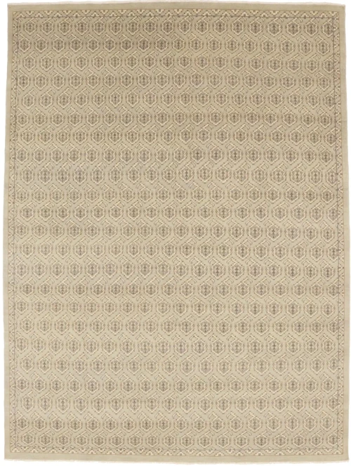 Muted Beige Floral 9X12 Chobi Oushak Oriental Rug