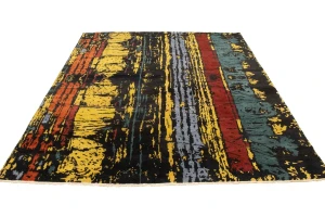 Multicolored Abstract 8'5X9'9 Modern Rug