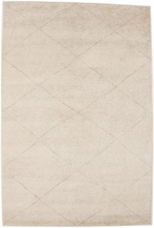 Cream/Beige Geometric Modern 6X9 Moroccan Style Oriental Rug