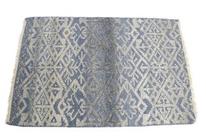Cream Blue Geometric 2X3 Modern Oriental Rug