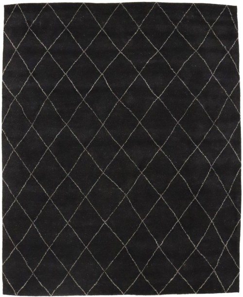 Black Geometric Modern 8X10 Moroccan Style Oriental Rug