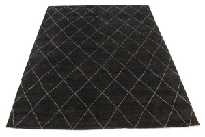 Black Geometric Modern 8X10 Moroccan Style Oriental Rug