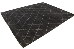 Black Geometric Modern 8X10 Moroccan Style Oriental Rug