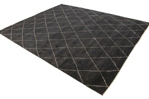 Black Geometric Modern 8X10 Moroccan Style Oriental Rug
