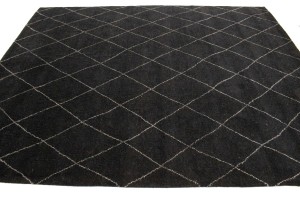 Black Geometric Modern 8X10 Moroccan Style Oriental Rug