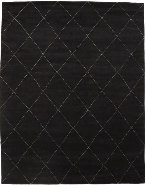 Black Geometric Modern 12X15 Moroccan Style Oriental Rug