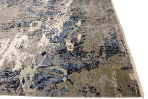 Multicolored Bamboo Silk Abstract 8X10 Distressed Modern Rug