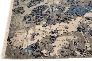 Multicolored Bamboo Silk Abstract 8X10 Distressed Modern Rug