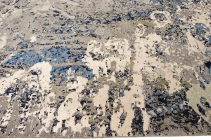 Multicolored Bamboo Silk Abstract 8X10 Distressed Modern Rug