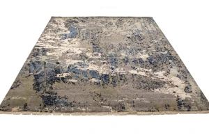 Multicolored Bamboo Silk Abstract 8X10 Distressed Modern Rug
