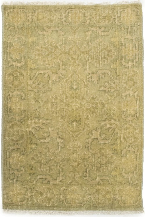 Muted Golden Beige Floral 2X3 Chobi Oushak Oriental Rug