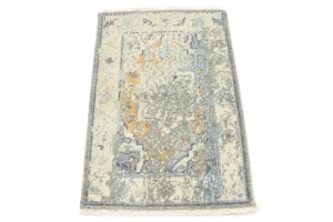 Muted Distressed Heriz 2X3 Transitional Oriental Rug