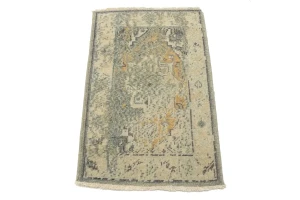 Muted Distressed Heriz 2X3 Transitional Oriental Rug