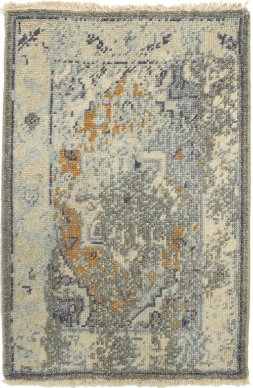 Muted Distressed Heriz 2X3 Transitional Oriental Rug