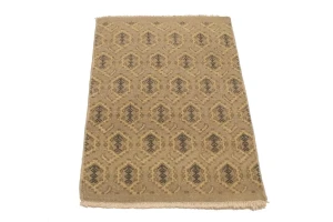 Muted Beige Floral 2X3 Chobi Oushak Oriental Rug