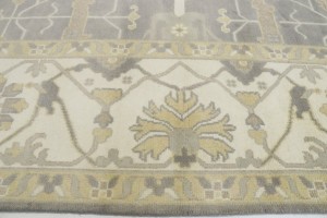 Pastel Brown Floral 10X14 Oushak Oriental Rug