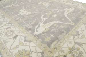 Pastel Brown Floral 10X14 Oushak Oriental Rug