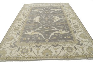 Pastel Brown Floral 10X14 Oushak Oriental Rug