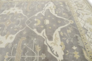 Pastel Brown Floral 10X14 Oushak Oriental Rug