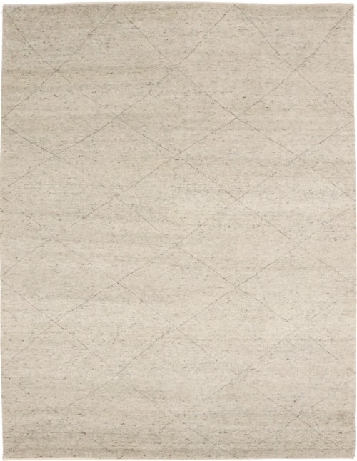 Oatmeal Beige Geometric Modern 9X12 Moroccan Style Oriental Rug