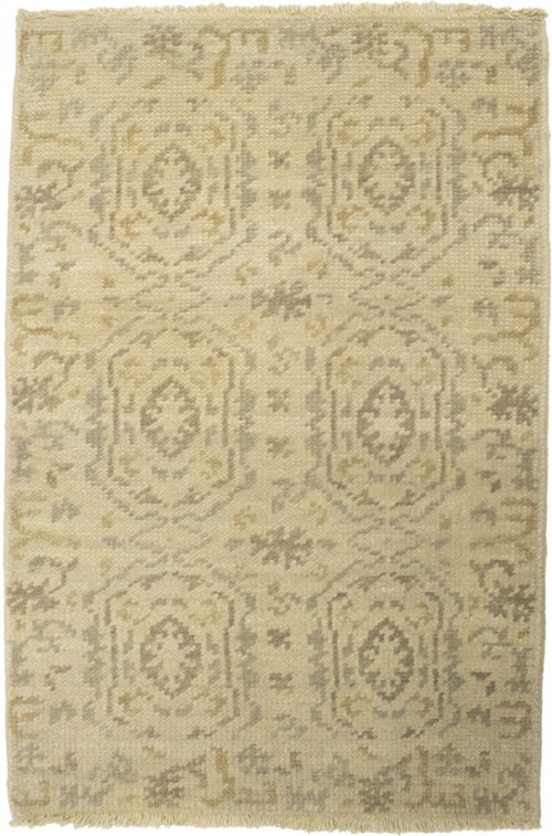 Muted Beige Floral 2X3 Chobi Oushak Oriental Rug