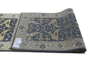 Charcoal Gray Floral 3X8 Oushak Oriental Runner Rug