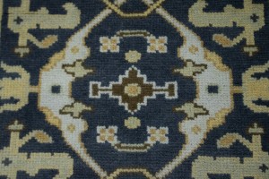 Charcoal Gray Floral 3X8 Oushak Oriental Runner Rug