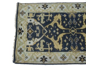 Charcoal Gray Floral 3X8 Oushak Oriental Runner Rug