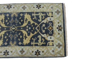 Charcoal Gray Floral 3X8 Oushak Oriental Runner Rug