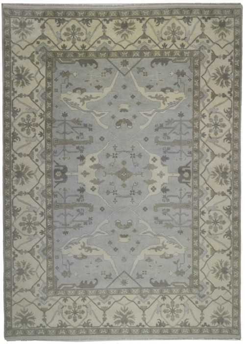 Cream Floral 10X14 Oushak Oriental Rug