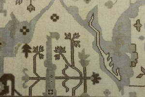 Cream Floral 10X14 Oushak Oriental Rug