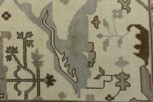 Cream Floral 10X14 Oushak Oriental Rug