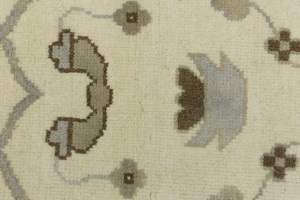 Cream Floral 10X14 Oushak Oriental Rug