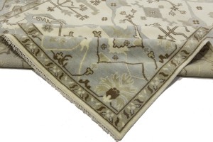 Cream Floral 10X14 Oushak Oriental Rug