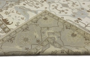 Cream Floral 10X14 Oushak Oriental Rug