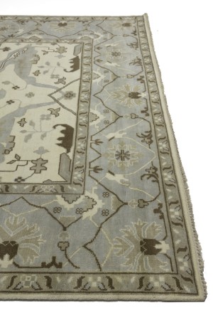 Cream Floral 10X14 Oushak Oriental Rug