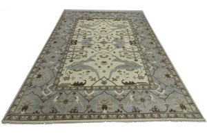 Cream Floral 10X14 Oushak Oriental Rug