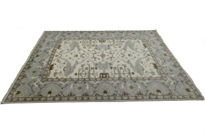 Cream Floral 10X14 Oushak Oriental Rug