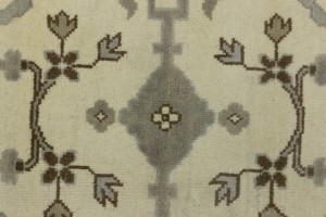 Cream Floral 10X14 Oushak Oriental Rug