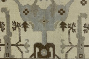 Cream Floral 10X14 Oushak Oriental Rug