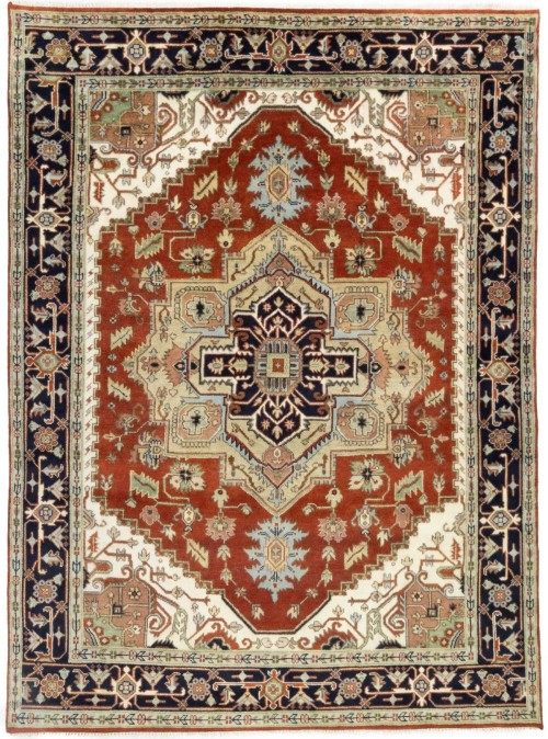 Rusty Red Geometric 9X12 Heriz Serapi Oriental Rug