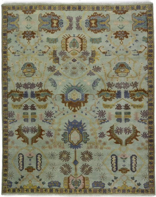 Light Green Floral 9X12 Chobi Oriental Rug