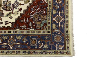 Cream Geometric 8X10 Heriz Serapi Oriental Rug