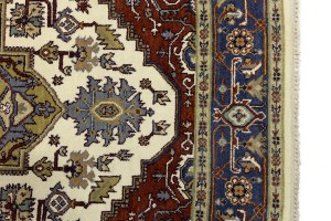 Cream Geometric 8X10 Heriz Serapi Oriental Rug