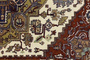 Cream Geometric 8X10 Heriz Serapi Oriental Rug