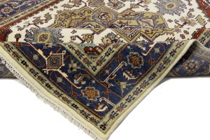 Cream Geometric 8X10 Heriz Serapi Oriental Rug