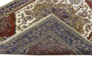 Cream Geometric 8X10 Heriz Serapi Oriental Rug